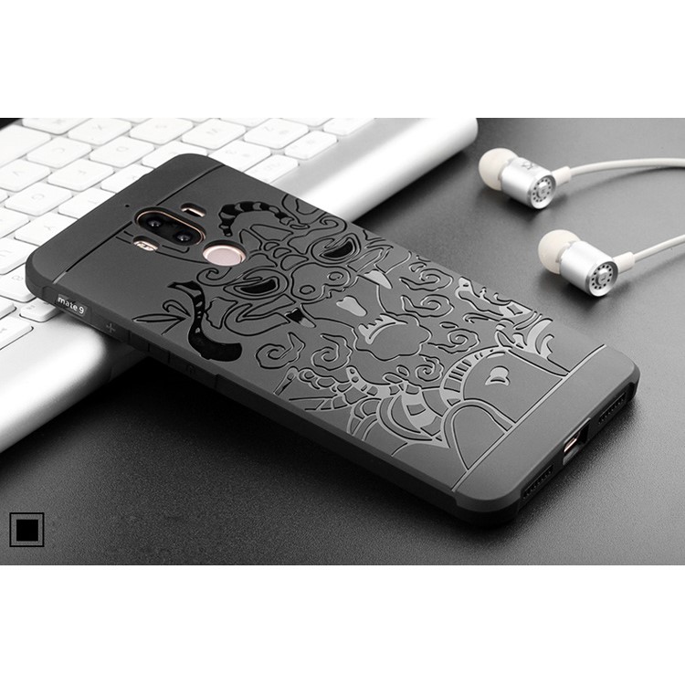 Auspicious Dragon Pattern Drop-proof Imprint TPU Scratch Resist Protective Case for Huawei Mate 9 - Black-6