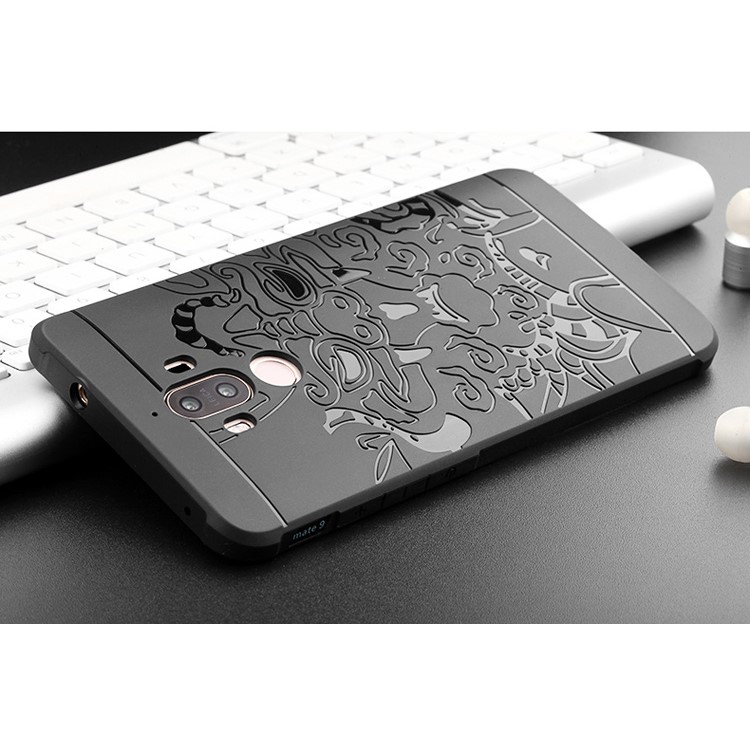 Auspicious Dragon Pattern Drop-proof Imprint TPU Scratch Resist Protective Case for Huawei Mate 9 - Black-7