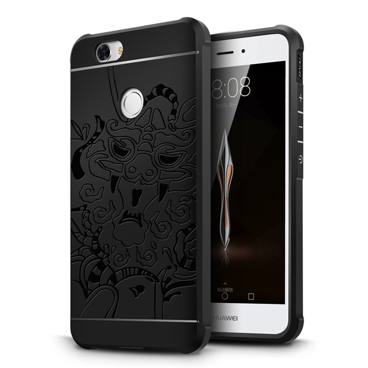 Auspicious Dragon Pattern Drop-proof Imprint TPU Case for Huawei nova - Black-1