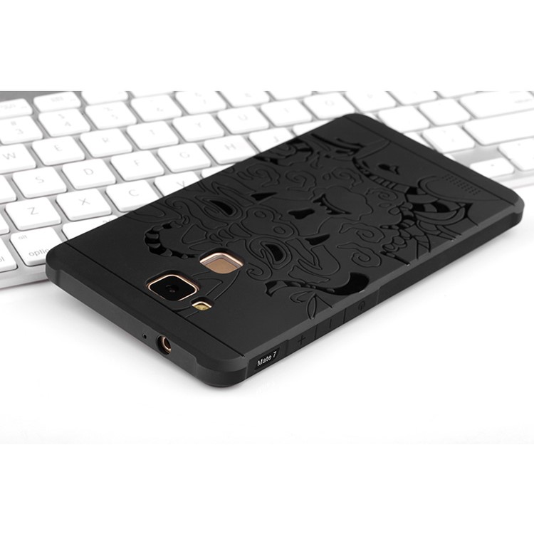 Auspicious Dragon Pattern Drop-proof Imprint TPU Cover for Huawei Ascend Mate7 - Black-7