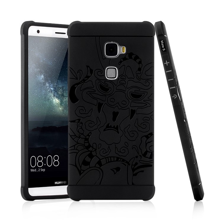 Imprinted Chinese Dragon Drop-proof Mobile Case TPU for Huawei Mate S - Black-1