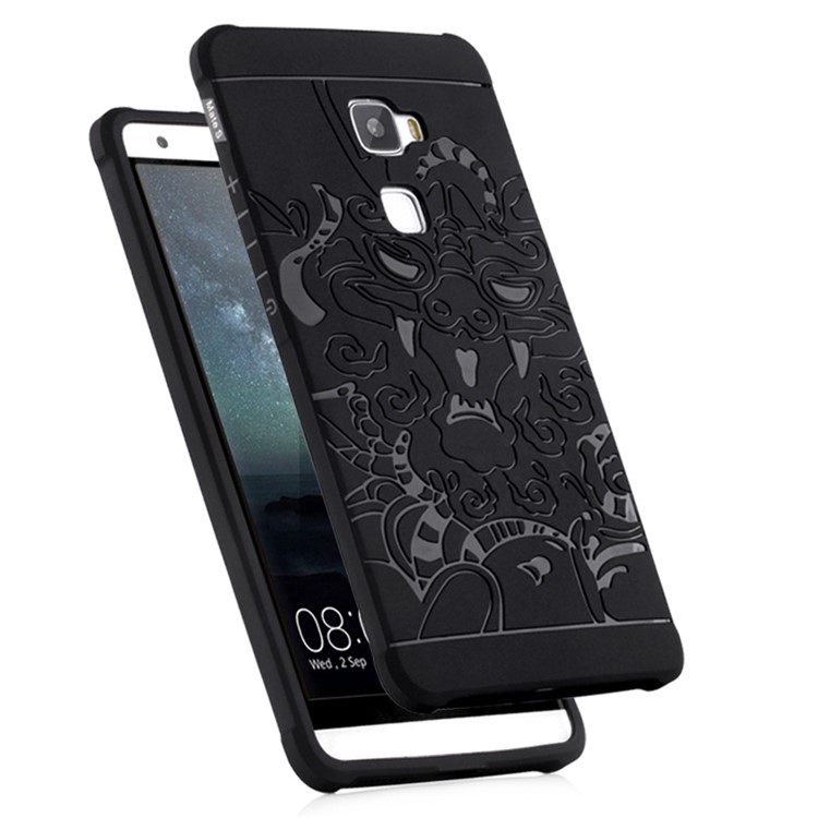 Imprinted Chinese Dragon Drop-proof Mobile Case TPU for Huawei Mate S - Black-2