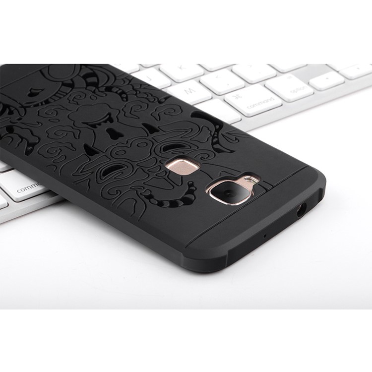 Auspicious Dragon Pattern Drop-proof Imprint TPU Case for Huawei G7 Plus - Black-8