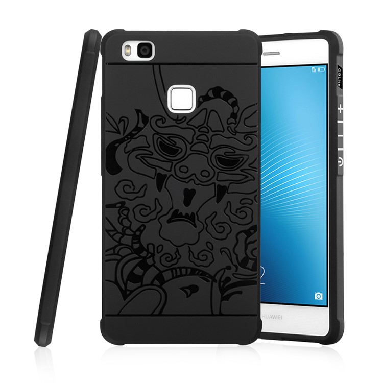 Auspicious Dragon Pattern Drop-proof Imprint TPU Case for Huawei P9 Lite / G9 Lite - Black-1