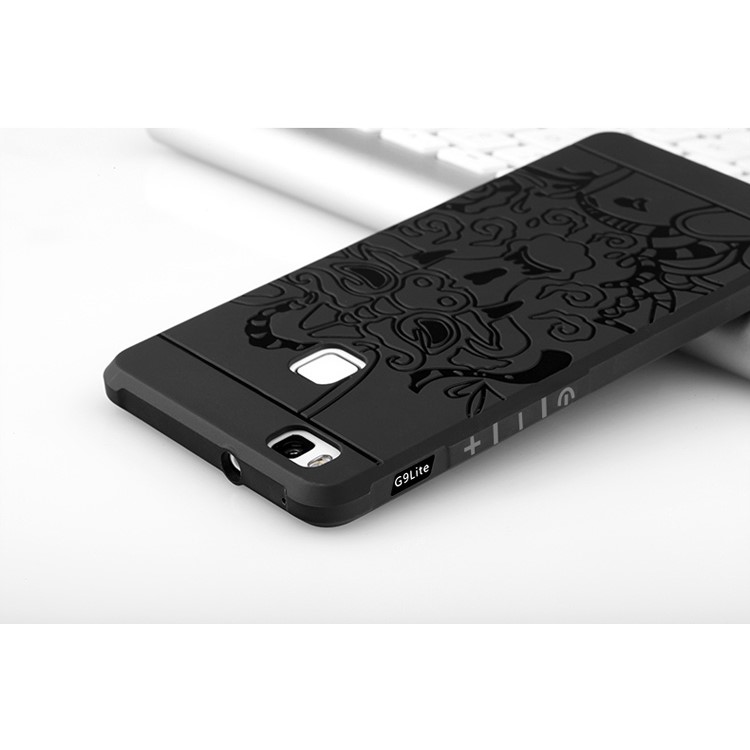 Auspicious Dragon Pattern Drop-proof Imprint TPU Case for Huawei P9 Lite / G9 Lite - Black-8