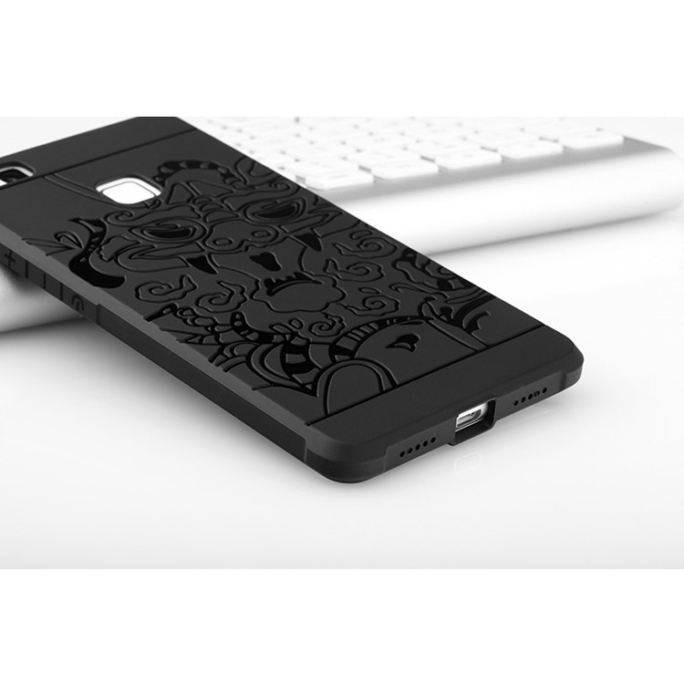Auspicious Dragon Pattern Drop-proof Imprint TPU Case for Huawei P9 Lite / G9 Lite - Black-9