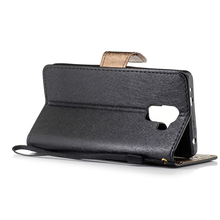 Silk Texture Bi-color Leather Wallet Case for Huawei Honor 7 / 7 Premium - Black-3