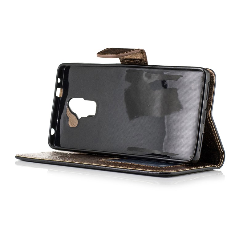 Silk Texture Bi-color Leather Wallet Case for Huawei Honor 7 / 7 Premium - Black-4
