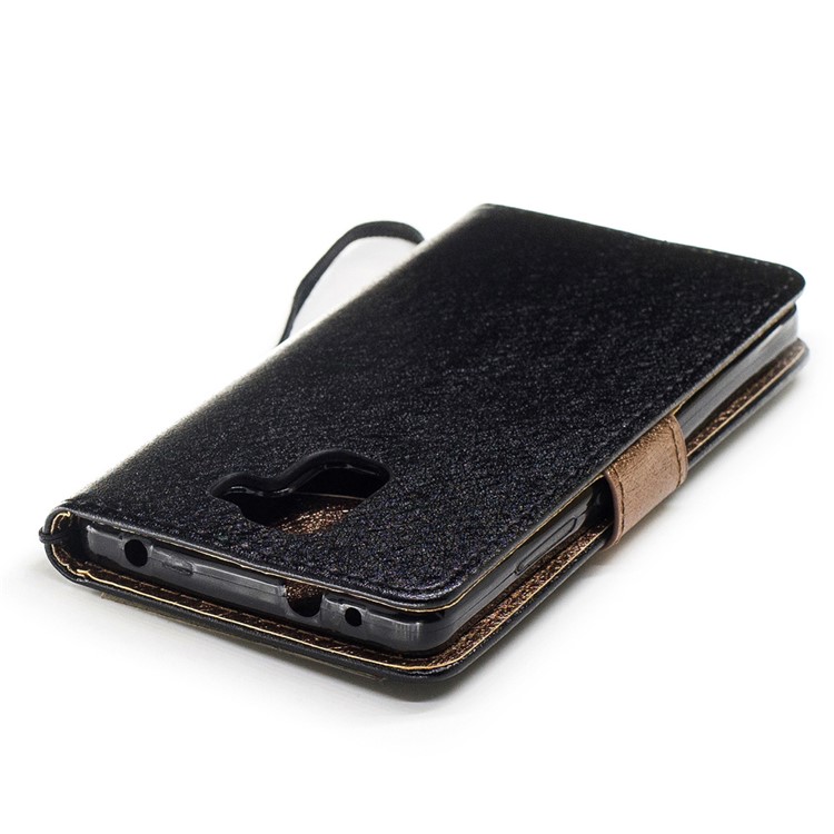 Silk Texture Bi-color Leather Wallet Case for Huawei Honor 7 / 7 Premium - Black-6
