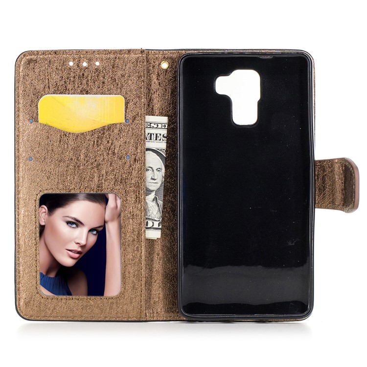 Silk Texture Bi-color Leather Wallet Case for Huawei Honor 7 / 7 Premium - Black-7