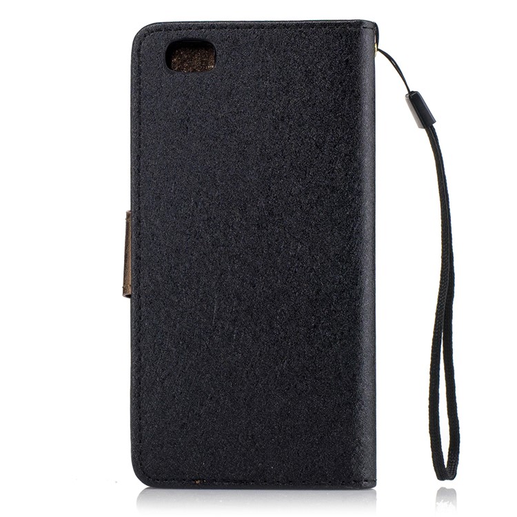 Silk Texture Bi-color Leather Wallet Cell Phone Case for Huawei P8 Lite - Black-2