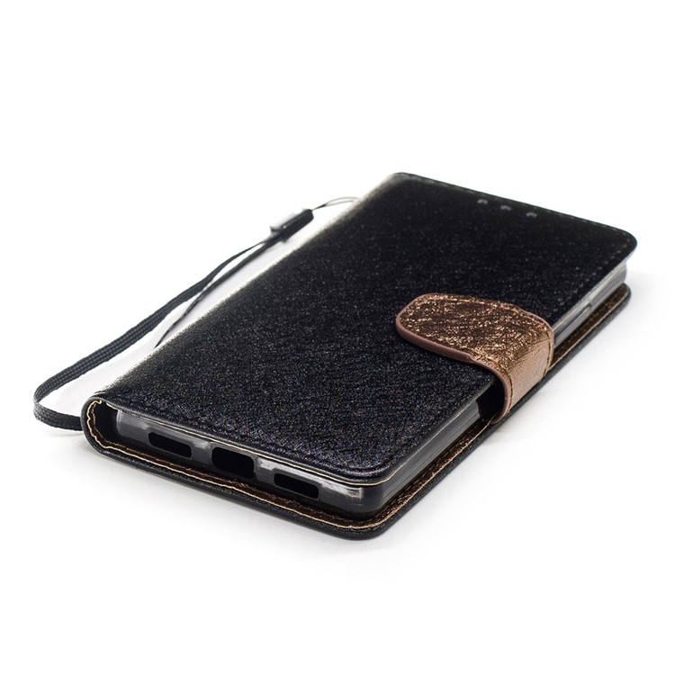 Silk Texture Bi-color Leather Wallet Cell Phone Case for Huawei P8 Lite - Black-5