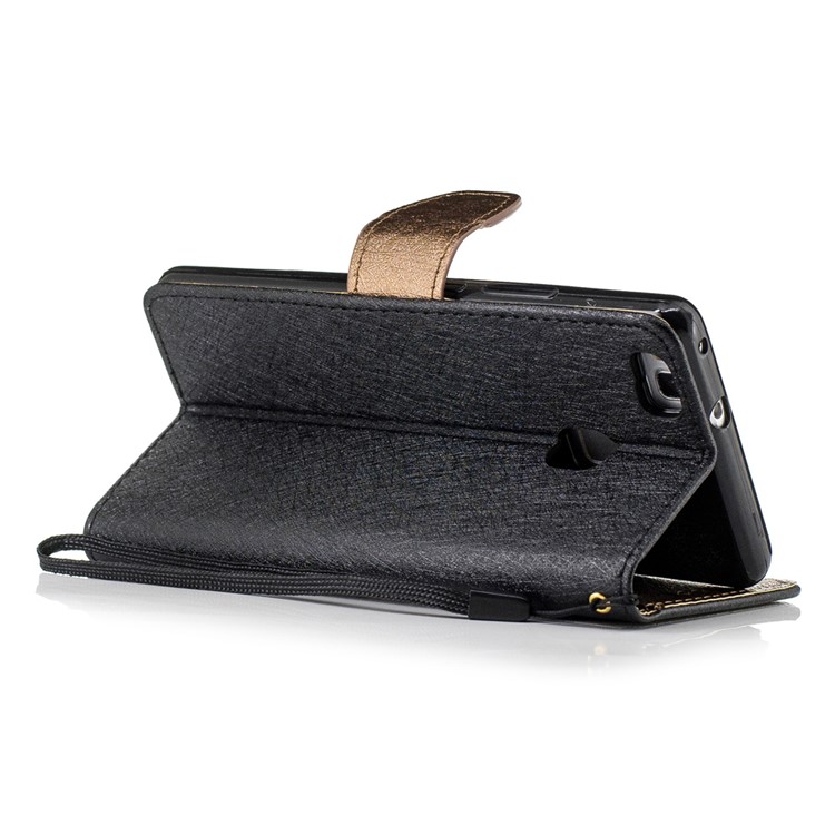 Silk Texture Two-color Leather Wallet Case for Huawei P9 Lite / G9 Lite - Black-3