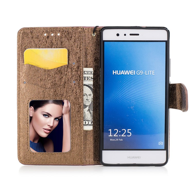 Silk Texture Two-color Leather Wallet Case for Huawei P9 Lite / G9 Lite - Black-7