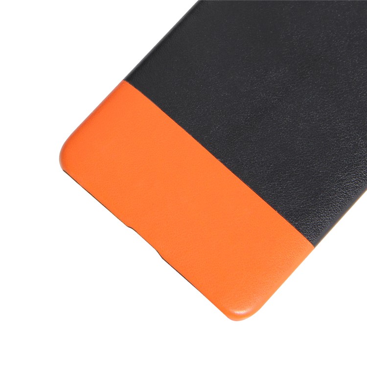 Contrast Color Leather Coated Hard Cell Phone Case for Huawei Mate 9 Pro / Porsche Design - Black / Orange-3