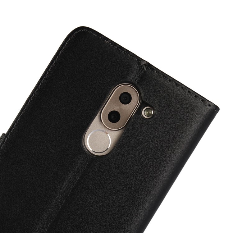 Split Leather Wallet Stand Mobile Phone Case Cover for Huawei Honor 6x (2016) - Black-8