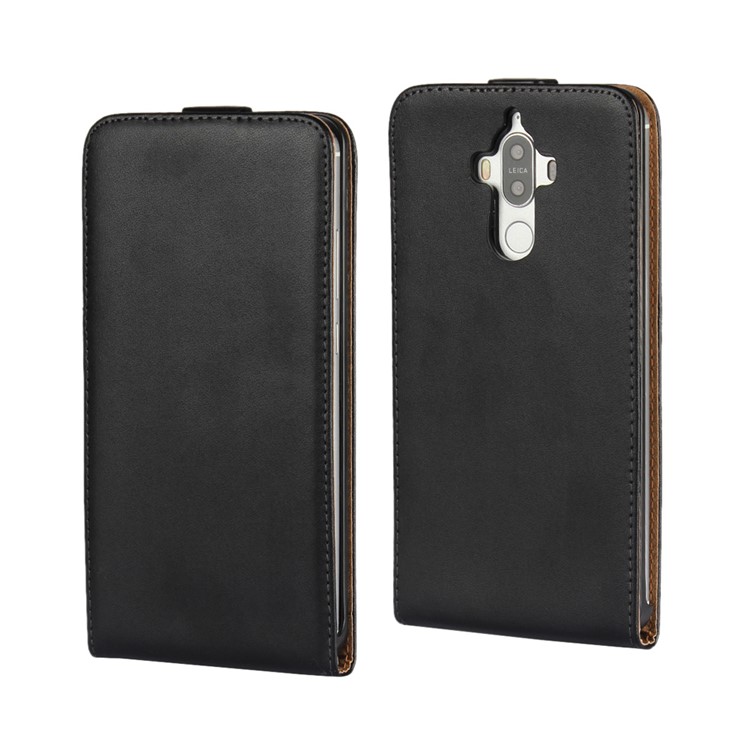 For Huawei Mate 9 Vertical Flip Split Genuine Leather Phone Case Cover - Black-1