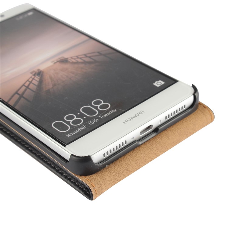 For Huawei Mate 9 Vertical Flip Split Genuine Leather Phone Case Cover - Black-6