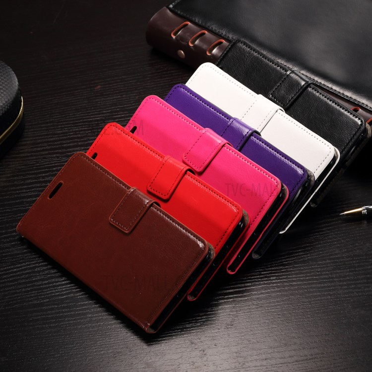 Crazy Horse Wallet Phone Case Leather Flip Cover for Huawei Y6II Compact - Black-4