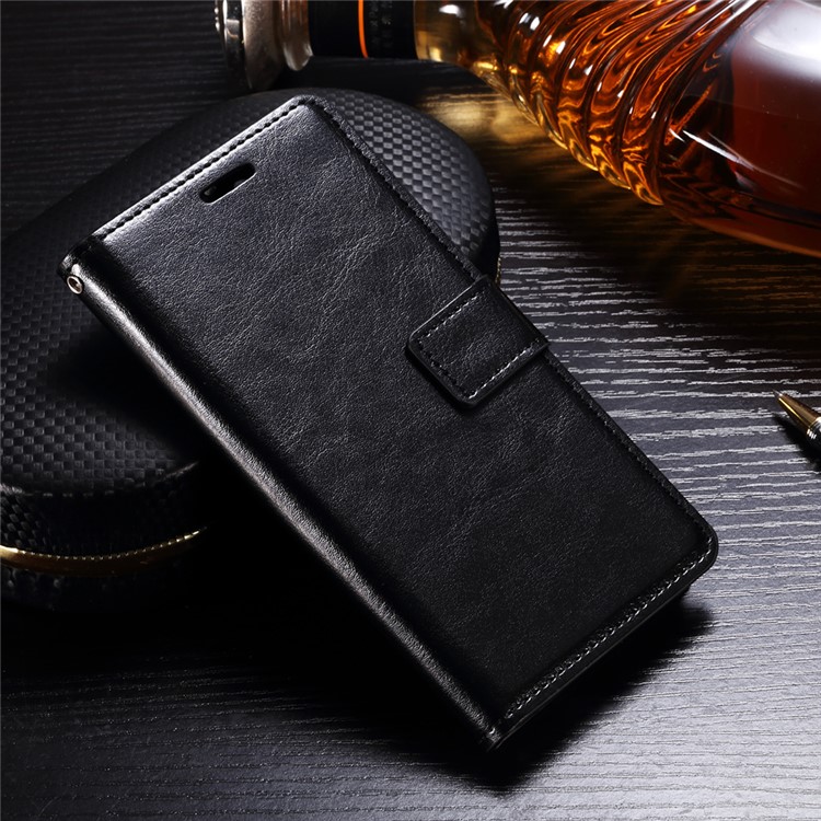 For Huawei nova Crazy Horse Wallet Stand Leather Magnetic Case Cover - Black-1