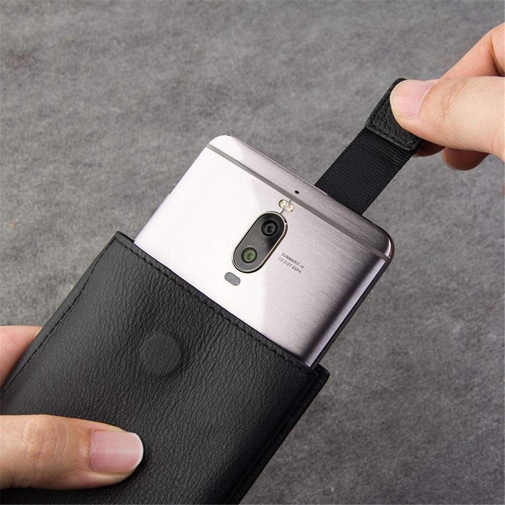 QIALINO Wallet Genuine Cowhide Leather Pouch Case for Huawei Mate 9 Pro / Porsche Design - Black-8