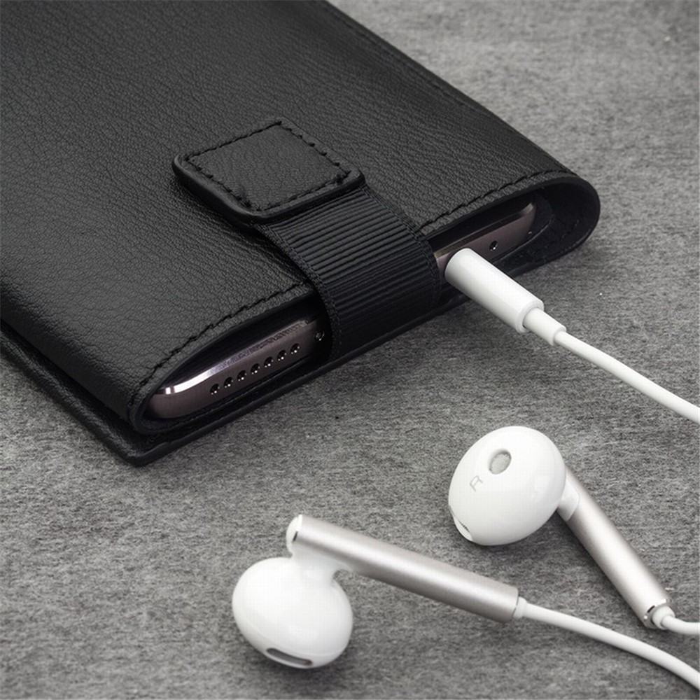 QIALINO Wallet Genuine Cowhide Leather Pouch Case for Huawei Mate 9 Pro / Porsche Design - Black-9