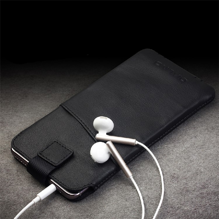 QIALINO Genuine Leather Pouch Case for Huawei Mate 9 Pro / Porsche Design, Size: 153 x 83mm - Black-7