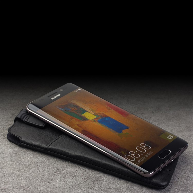 QIALINO Genuine Leather Pouch Case for Huawei Mate 9 Pro / Porsche Design, Size: 153 x 83mm - Black-8