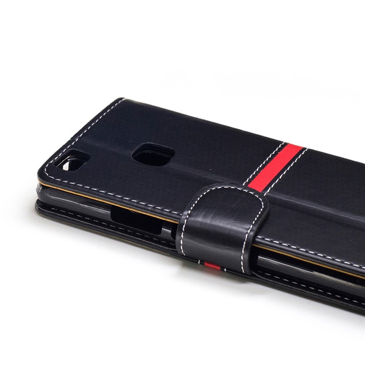 For Huawei P9 Lite / G9 Lite Graceful Stitching Wallet Leather Phone Case Stand - Black-6