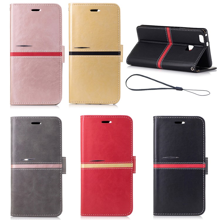 For Huawei P9 Lite / G9 Lite Graceful Stitching Wallet Leather Phone Case Stand - Black-8