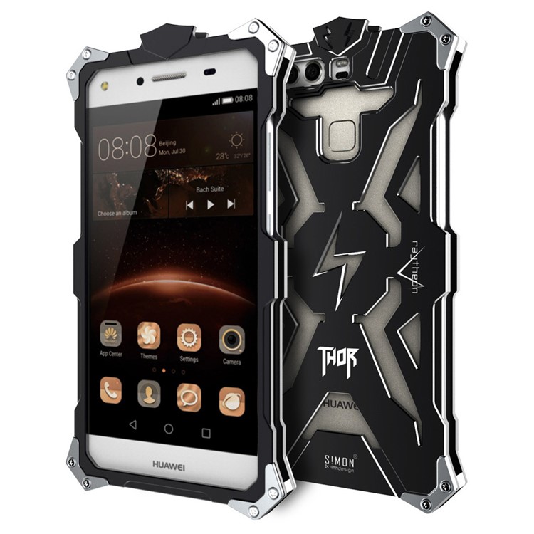 For Huawei P9 Super Cool Aviation Aluminum Metal Armor Phone Case Cover - Black-1