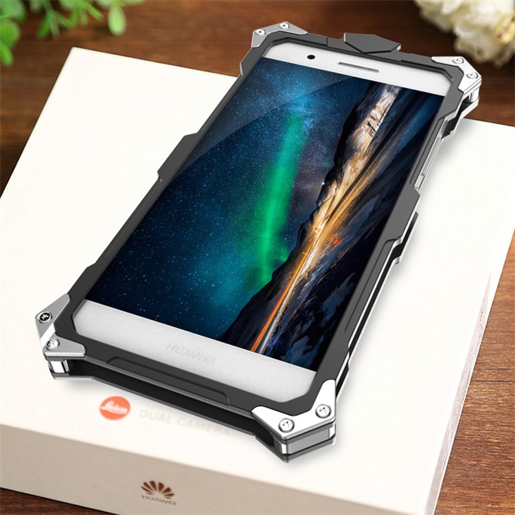 For Huawei P9 Super Cool Aviation Aluminum Metal Armor Phone Case Cover - Black-4