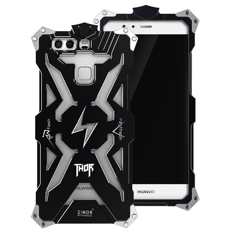 For Huawei P9 Plus Punk Rock Aviation Aluminum Metal Armor Mobile Phone Case - Black-1