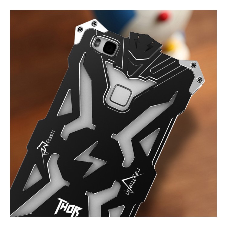 For Huawei P9 Plus Punk Rock Aviation Aluminum Metal Armor Mobile Phone Case - Black-2