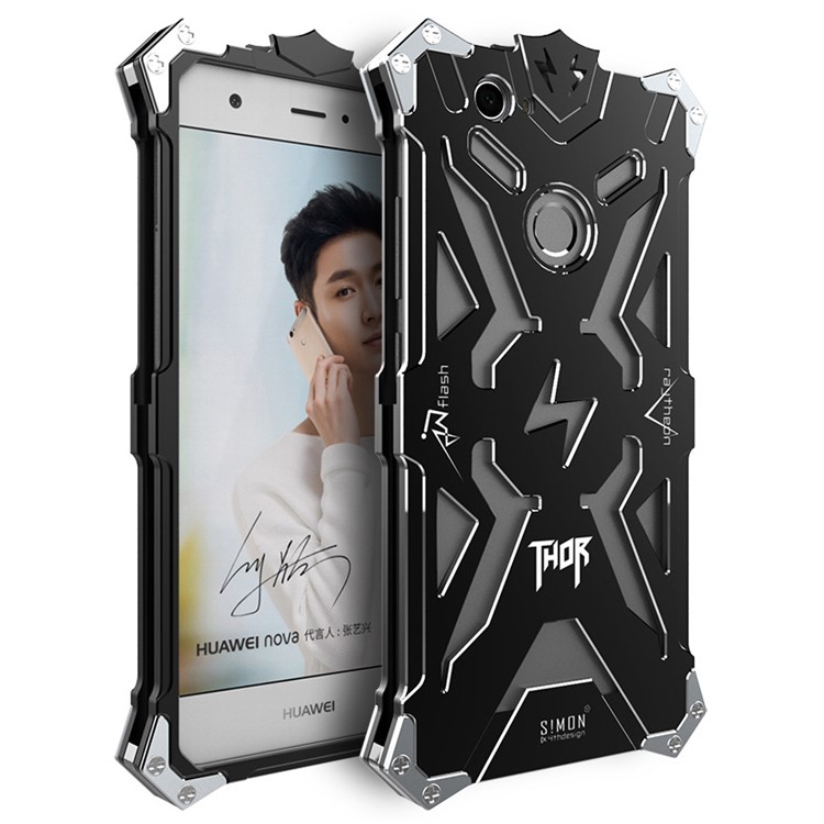 For Huawei nova Metal Case Cool Armor Aviation Aluminum Phone Case Cover - Black-1