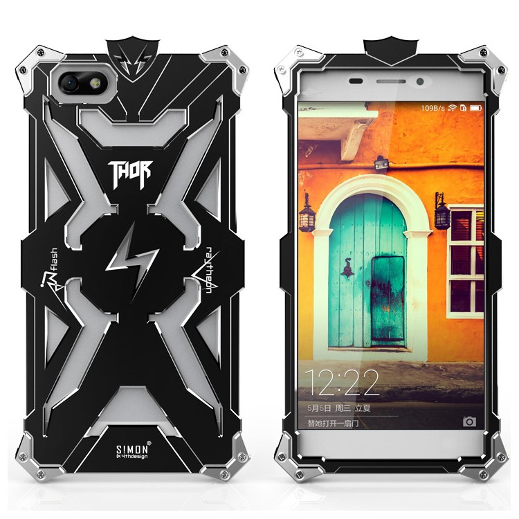 For Huawei Honor Play 4X Punk Rock Aviation Aluminum Metal Armor Phone Back Cover - Black-1
