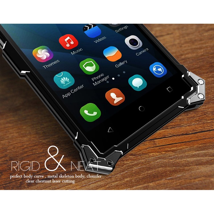 For Huawei Honor Play 4X Punk Rock Aviation Aluminum Metal Armor Phone Back Cover - Black-4