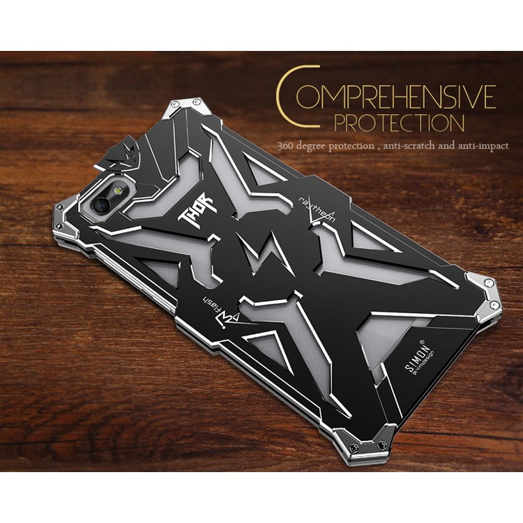 For Huawei Honor Play 4X Punk Rock Aviation Aluminum Metal Armor Phone Back Cover - Black-5