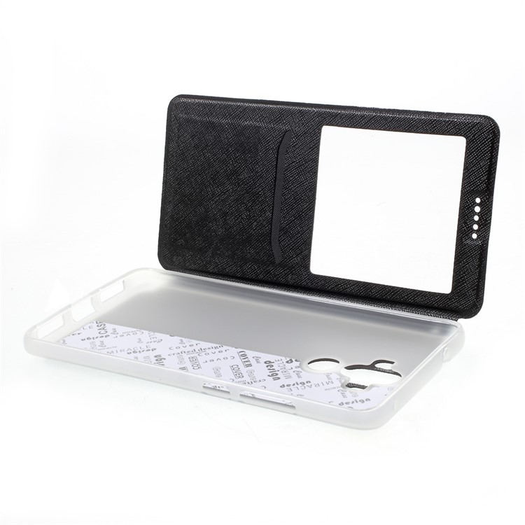 Cross Texture Smart View Leather Phone Case for Huawei Mate 9 - Black-6