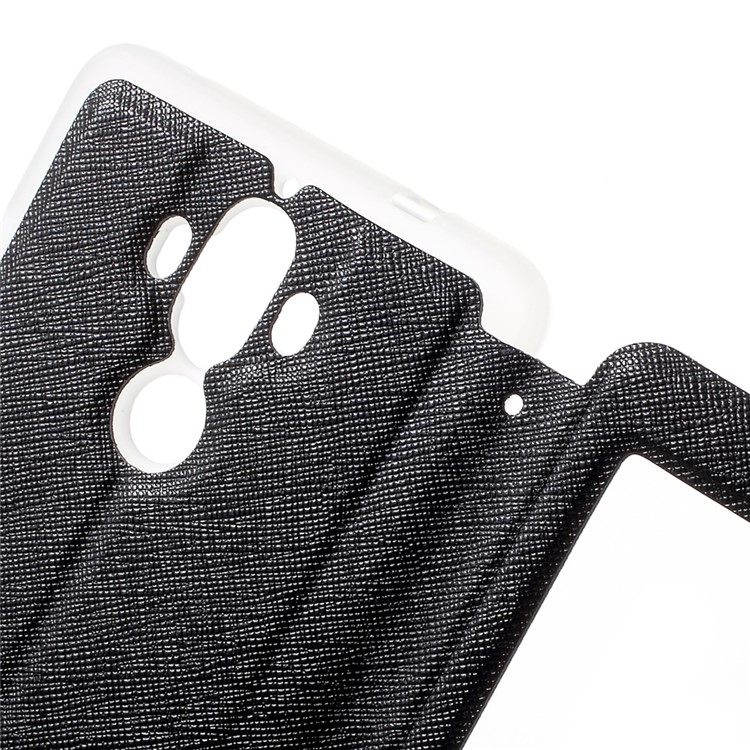 Cross Texture Smart View Leather Phone Case for Huawei Mate 9 - Black-7