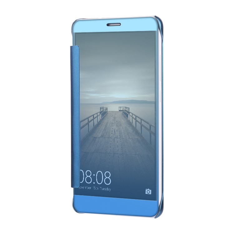 Electroplating Mirror Surface PC Leather Smart Case Protector for Huawei Mate 9 - Blue-1