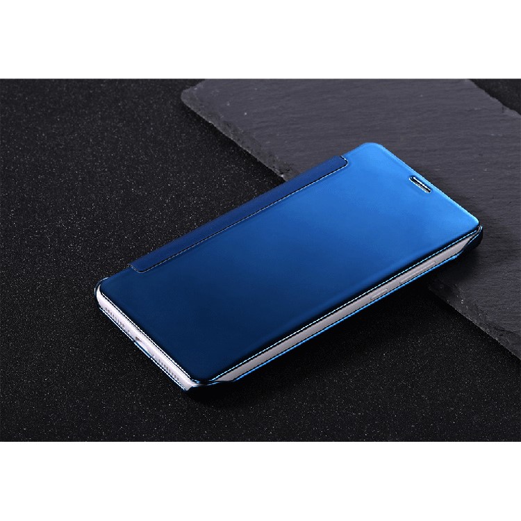 Electroplating Mirror Surface PC Leather Smart Case Protector for Huawei Mate 9 - Blue-2