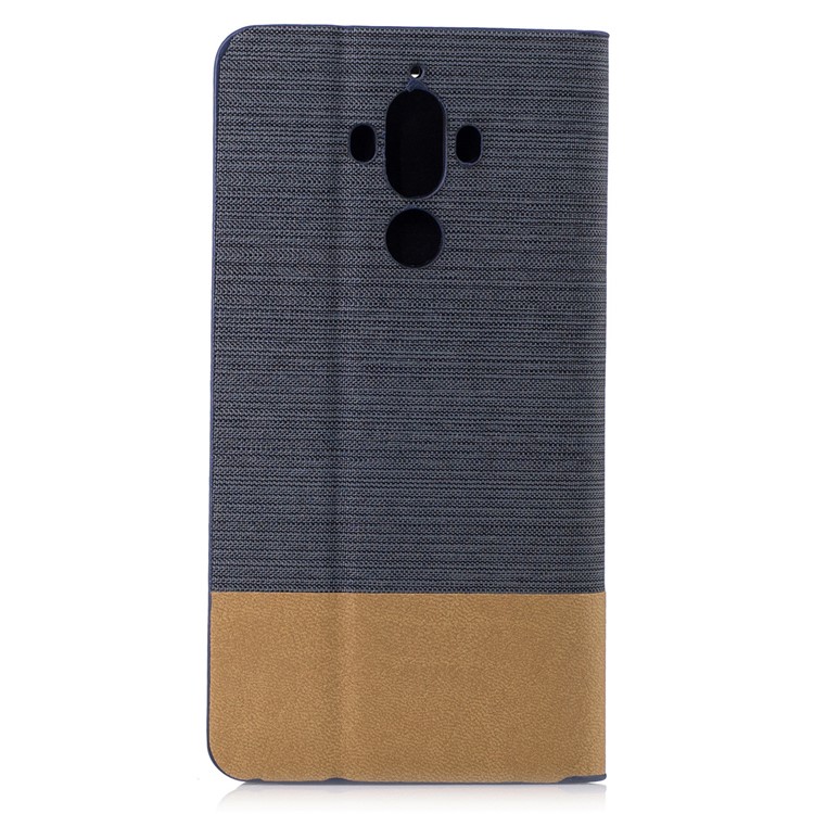 Two-tone Linen Leather Stand Phone Casing for Huawei Mate 9 - Dark Grey-2