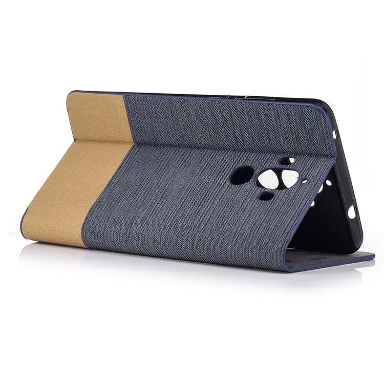 Two-tone Linen Leather Stand Phone Casing for Huawei Mate 9 - Dark Grey-3