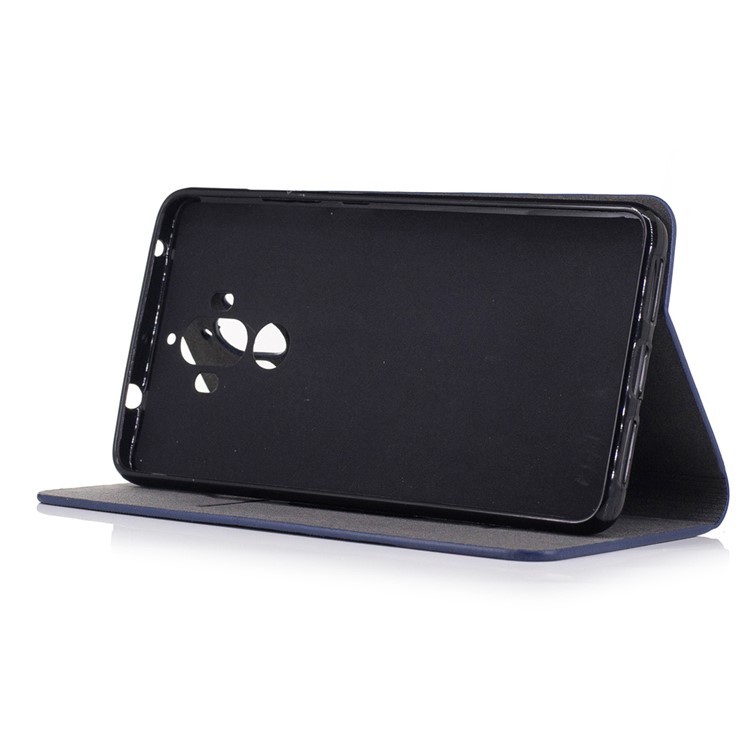 Two-tone Linen Leather Stand Phone Casing for Huawei Mate 9 - Dark Grey-4