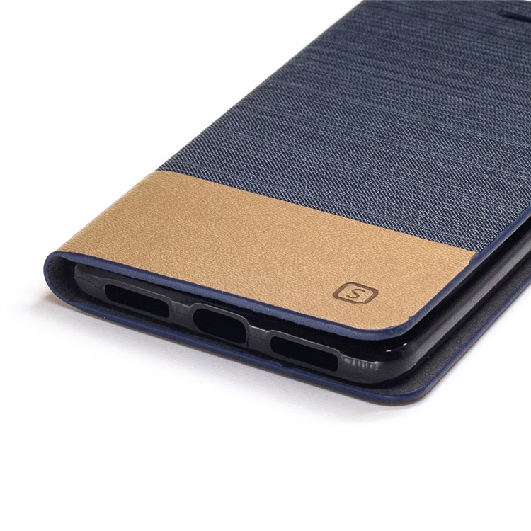 Two-tone Linen Leather Stand Phone Casing for Huawei Mate 9 - Dark Grey-5