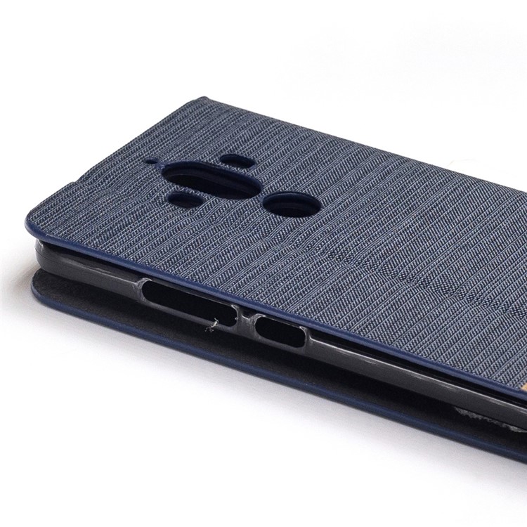 Two-tone Linen Leather Stand Phone Casing for Huawei Mate 9 - Dark Grey-6