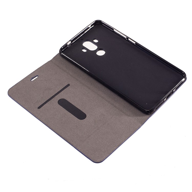 Two-tone Linen Leather Stand Phone Casing for Huawei Mate 9 - Dark Grey-7