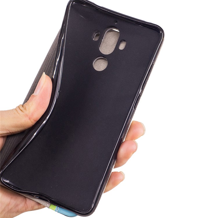 Bi-color Leather Card Holder Mobile Casing for Huawei Mate 9 - Black-8