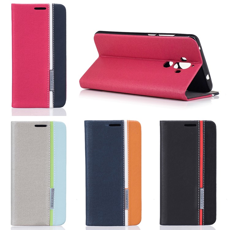 Bi-color Leather Card Holder Mobile Casing for Huawei Mate 9 - Black-9